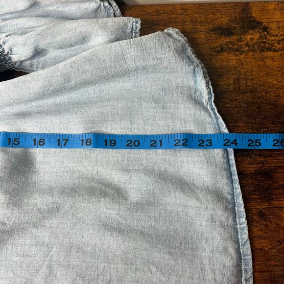 Sanctuary Womens Chambray Off the Shoulder Flare Sleeve Top Sz M Western Country - Picture 8 of 9